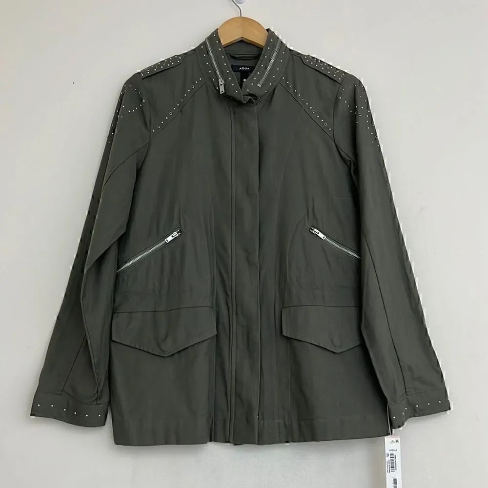 NWT Aqua by Bloomingdale’s Lightweight Cotton Zip Down Jacket Size S